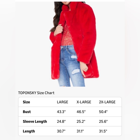 NWOT Women's Red Faux Fur Coat - Picture 5 of 9
